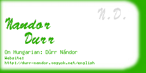 nandor durr business card