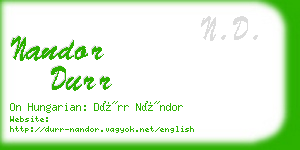 nandor durr business card